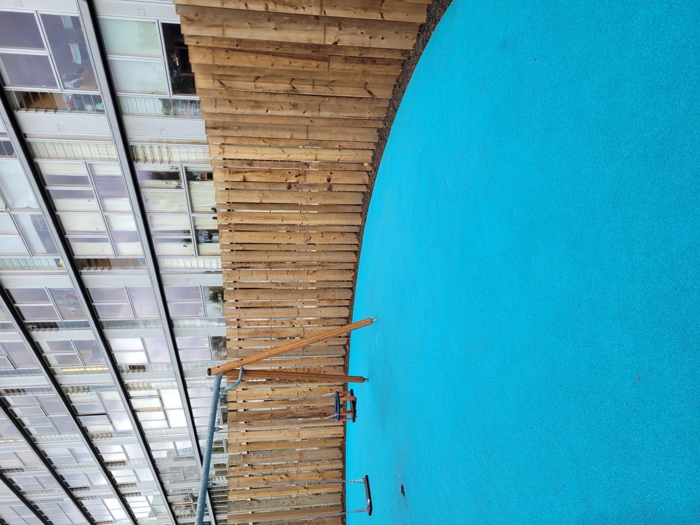 Playground safety surfacing and timber fencing at a Dublin apartment development by Foxstone Construction